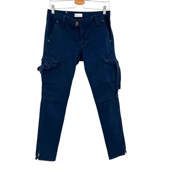 RED Valentino‎ Navy Blue Cargo Pants Ankle Skinny Bow Detail Size - Picture 2 of 12